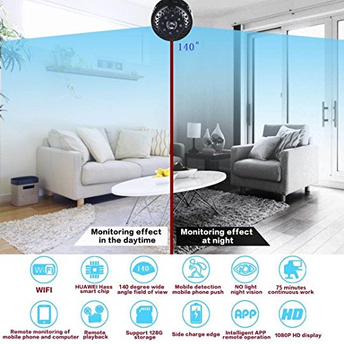 1080P  WIFI Hidden Camera Spy Camera With Night Vision and Motion Detection - PANNOVO