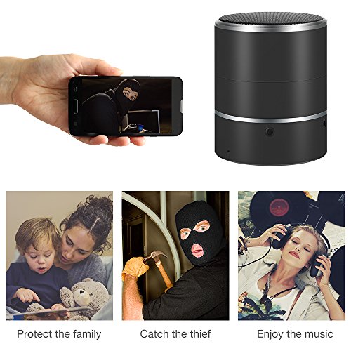 1080P  WIFI Hidden Camera Bluetooth Speaker  with 180°Rotate Lens and Motion Detection - PANNOVO