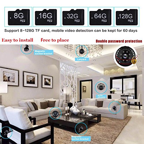 1080P  WIFI Hidden Camera Spy Camera With Night Vision and Motion Detection - PANNOVO