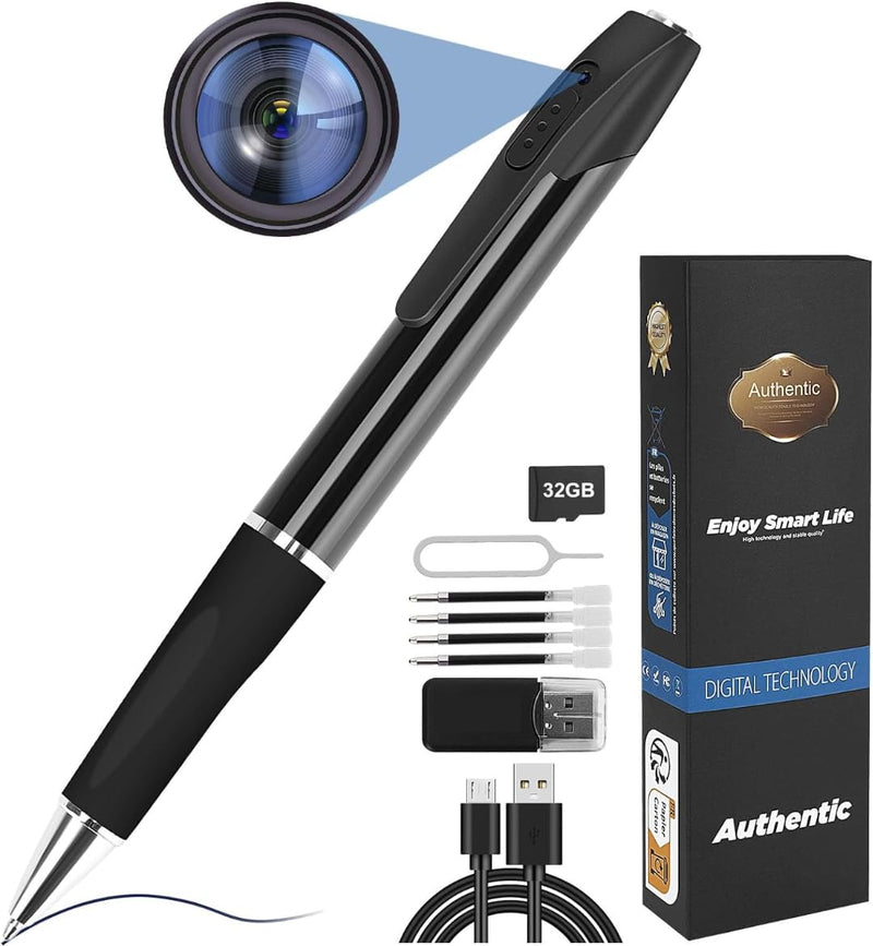1080P Hidden Camera Pen Long Battery Life Mini Camera with 32GB Loop Recording Security Cameras Rechargeable Pen Camera for Every Moment