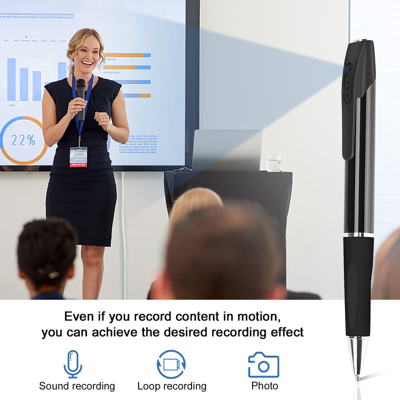 1080P Hidden Camera Pen Long Battery Life Mini Camera with 32GB Loop Recording Security Cameras Rechargeable Pen Camera for Every Moment