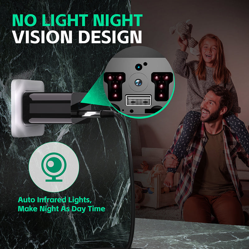 Hidden Camera Charger 1080P Mini Spy Camera 64GB Home Security Camera with Night Vision and Motion Detection Discreet Tiny Nanny Cam No App, No WiFi
