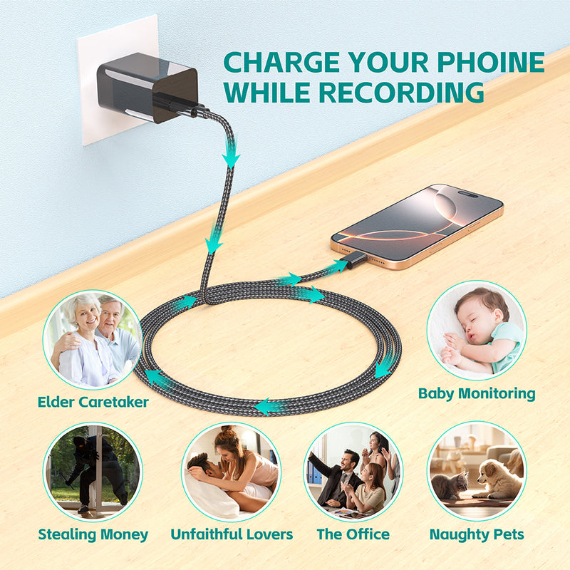 Hidden Camera Charger 1080P Mini Spy Camera 64GB Home Security Camera with Night Vision and Motion Detection Discreet Tiny Nanny Cam No App, No WiFi