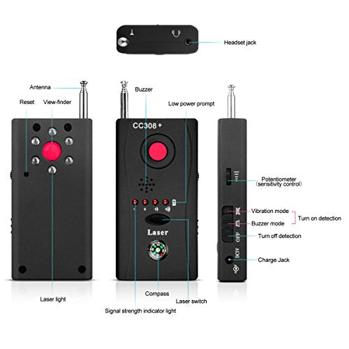 Anti-spy Signal Detector Hidden Camera RF Signal Detector GSM Device Finder - PANNOVO